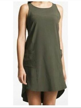 The North Face Olive Green Sleeveless Shift Dress - Minimalist Women's Dress
